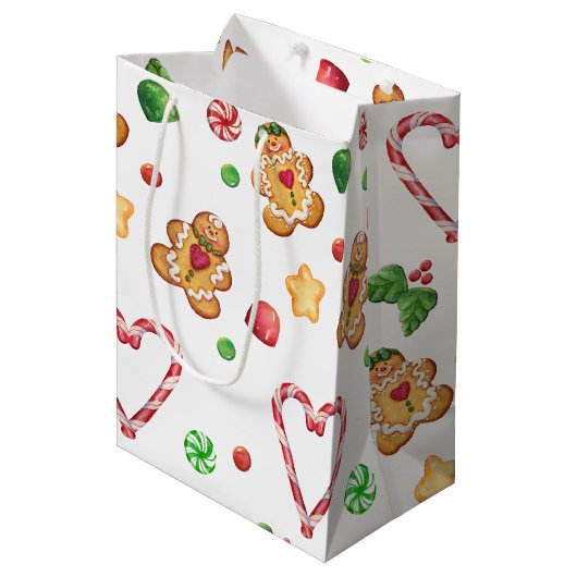 ジンジャーブレッドのクッキー、ペパーミントのハート、Gumdrops ミディアムペーパーバッグ (正面アングル)