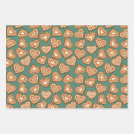 ジンジャーブレッドのクリスマスお菓子 ラッピングペーパーシート