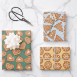 ジンジャーブレッドのクリスマスお菓子 ラッピングペーパーシート<br><div class="desc">フェスティブなジンジャーブレッドのデザイン</div>