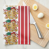 ジンジャーブレッドのクリスマスのカップル キッチンタオル (四つ折り)