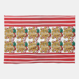 ジンジャーブレッドのクリスマスのカップル キッチンタオル