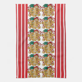 ジンジャーブレッドのクリスマスのカップル キッチンタオル
