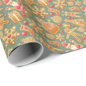 ジンジャーブレッドのクリスマスのモチーフ ラッピングペーパー (ロールコーナー)