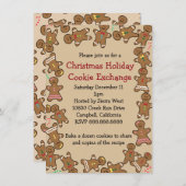 ジンジャーブレッドのクリスマスの休日のクッキー交換 招待状 (正面/裏面)