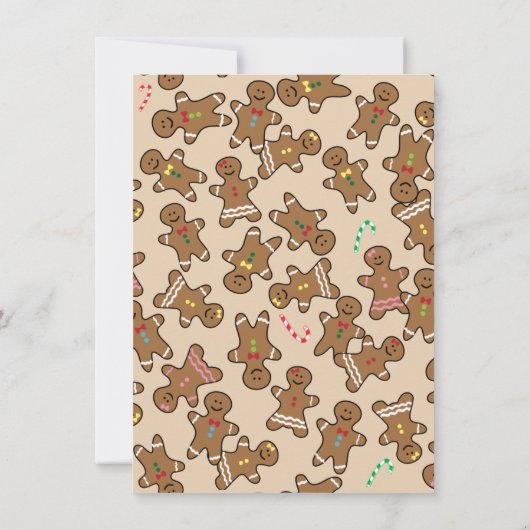 ジンジャーブレッドのクリスマスの休日のクッキー交換 招待状 (裏面)