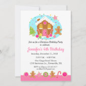 ジンジャーブレッドのクリスマスの誕生日のパーティの招待状 招待状 (正面)
