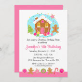 ジンジャーブレッドのクリスマスの誕生日のパーティの招待状 招待状 (正面/裏面)