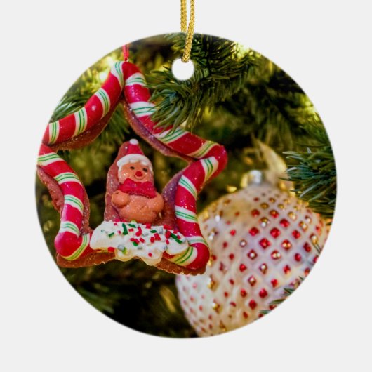 ジンジャーブレッドのクリスマスオーナメント セラミックオーナメント (正面)