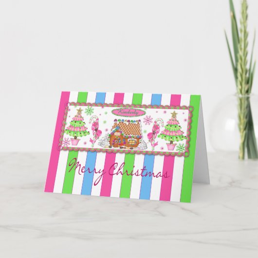 ジンジャーブレッドのクリスマスカード – お子様 – パーソナライズ シーズンカード (正面)