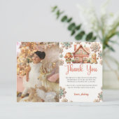 ジンジャーブレッドのクリスマスクッキー誕生日写真 サンキューカード (スタンド正面)