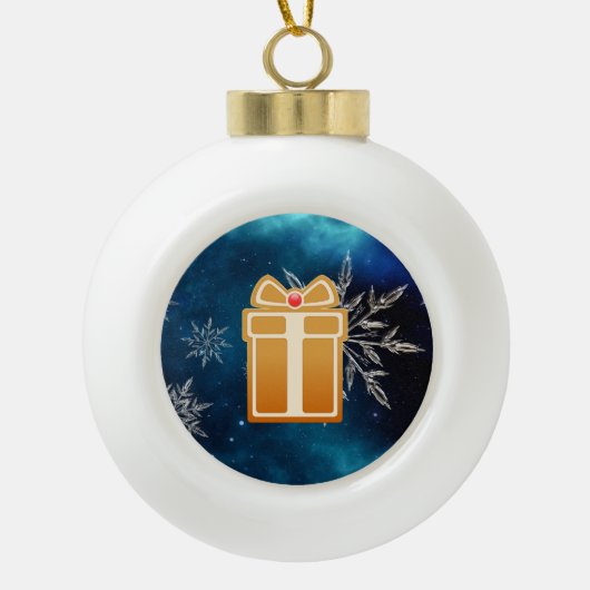 ジンジャーブレッドのクリスマスクッキー セラミックボールオーナメント (正面)