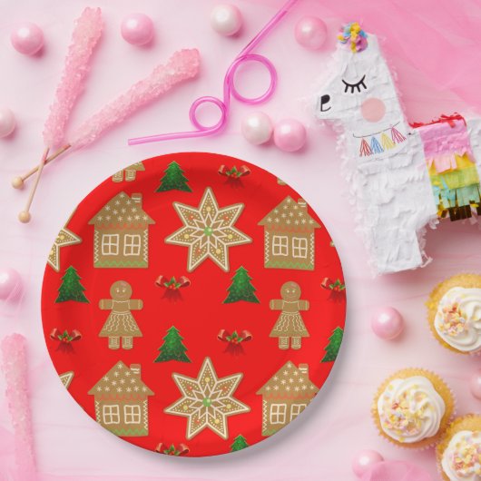 ジンジャーブレッドのクリスマスクッキー ペーパープレート (パーティー)