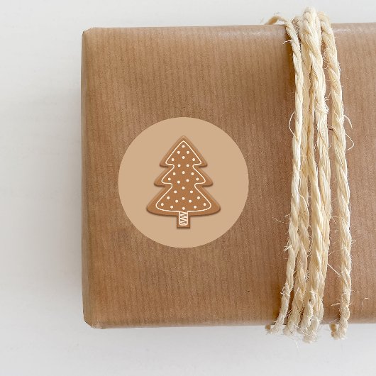 ジンジャーブレッドのクリスマスツリーの形状クッキー ラウンドシール