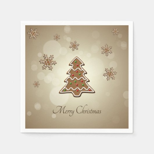 ジンジャーブレッドのクリスマスツリー スタンダードカクテルナプキン (正面)
