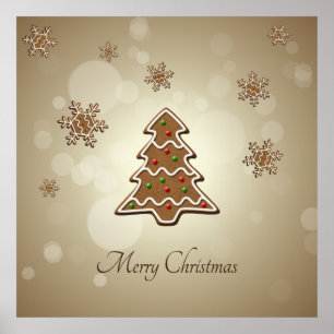 ジンジャーブレッドのクリスマスツリー ポスター