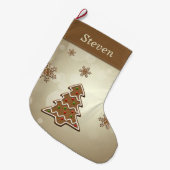 ジンジャーブレッドのクリスマスツリー ラージクリスマスストッキング (正面 (吊り時))