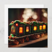 ジンジャーブレッドのクリスマストレイン 招待状 (正面/裏面)