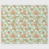 ジンジャーブレッドのクリスマスパターン ラッピングペーパー (フラット)