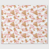 ジンジャーブレッドのクリスマスパターン ラッピングペーパー (フラット)