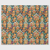 ジンジャーブレッドのクリスマスパターン ラッピングペーパー (フラット)