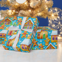 ジンジャーブレッドのクリスマスパターン ラッピングペーパー