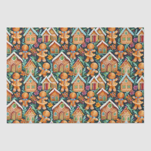 ジンジャーブレッドのクリスマスパターン 薄葉紙 (正面)