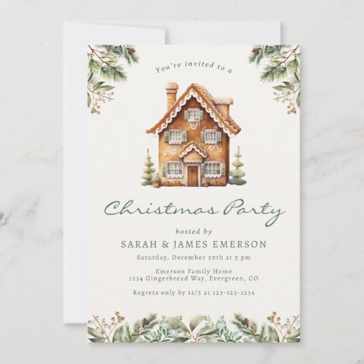 ジンジャーブレッドのクリスマスパーティー 招待状 (正面)