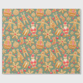 ジンジャーブレッドのクリスマスプレゼントパーソナライズされたラップ ラッピングペーパー (フラット)