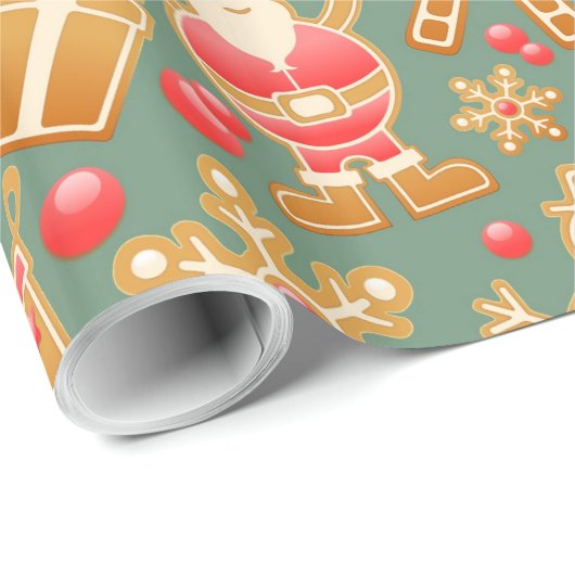 ジンジャーブレッドのクリスマスプレゼントパーソナライズされたラップ ラッピングペーパー (ロールコーナー)