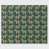 ジンジャーブレッドのクリスマスホースのクッキーパターン ラッピングペーパー (フラット)