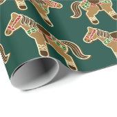 ジンジャーブレッドのクリスマスホースのクッキーパターン ラッピングペーパー (ロールコーナー)