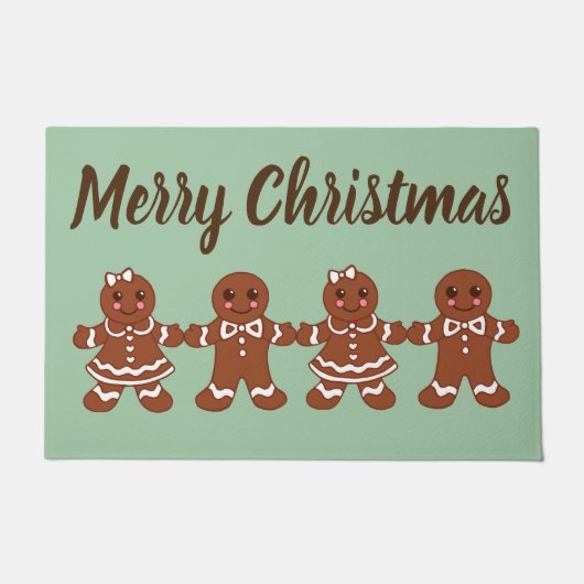 ジンジャーブレッドのクリスマス形式の贈り物 ドアマット (正面)