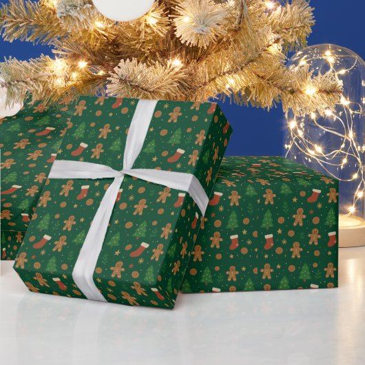 ジンジャーブレッドのクリスマス楽しみ ラッピングペーパー (クリスマス)