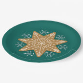 ジンジャーブレッドのスターと雪片クリスマス ペーパープレート (アングル)