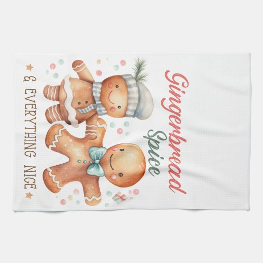 ジンジャーブレッドのスパイスと素晴らしいもの キッチンタオル (横)