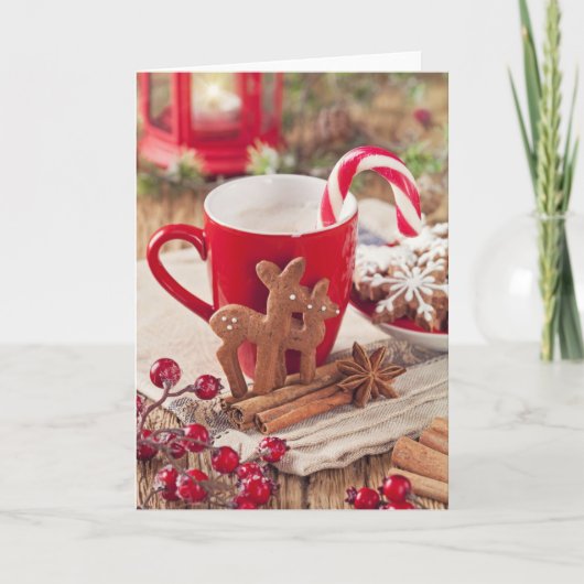 ジンジャーブレッドのトナカイのクッキー シーズンカード (正面)