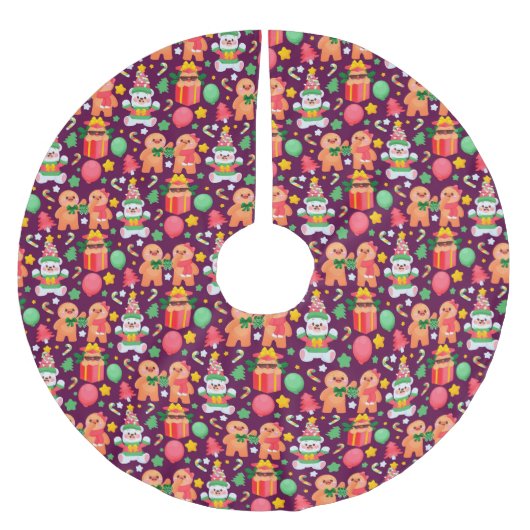 ジンジャーブレッドのブラシ付きポリエステルのツリースカート ブラッシュドポリエステルツリースカート (正面)