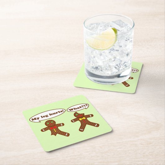 ジンジャーブレッドのユーモア スクエアペーパーコースター (インサイチュ)