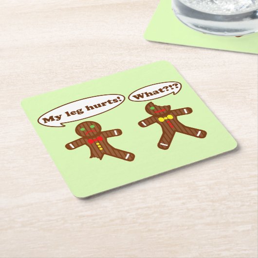 ジンジャーブレッドのユーモア スクエアペーパーコースター (アングル)