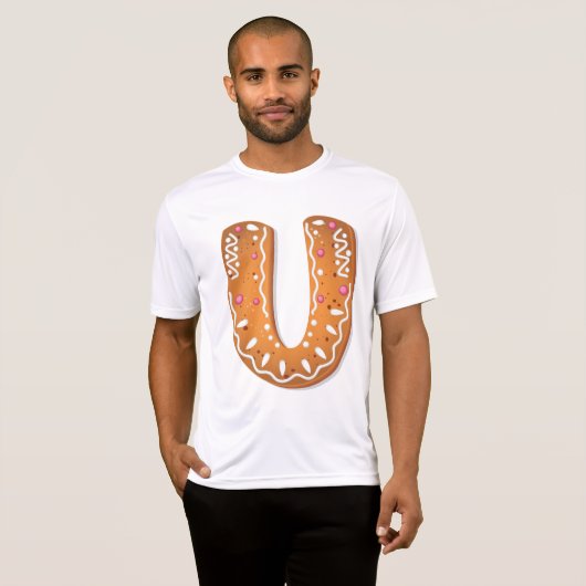 ジンジャーブレッドのレターUモノグラム ホリデークッキー Tシャツ (正面フル)