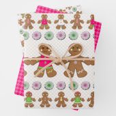 ジンジャーブレッドの人々クッキーとキャンディクリスマス ラッピングペーパーシート (インサイチュ)