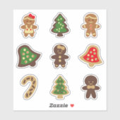ジンジャーブレッドの人々、鐘、木のクリスマスクッキー シール (シート)