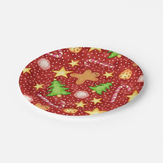 ジンジャーブレッドの休日の菓子のクリスマスの紙皿 ペーパープレート (アングル)