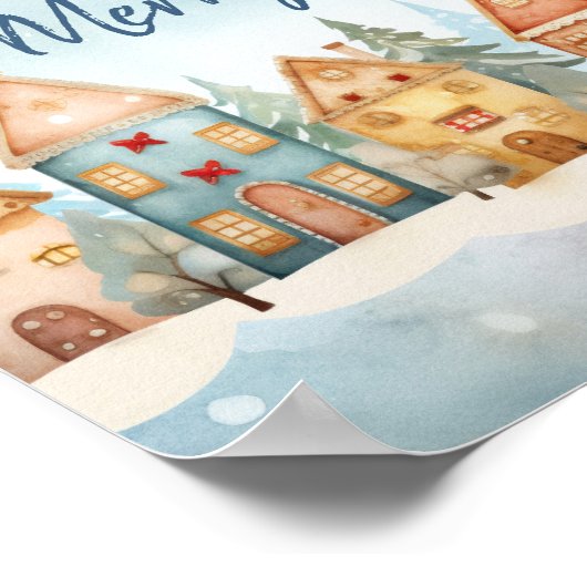 ジンジャーブレッドの列にクリスマスポスターを置く ポスター (角)