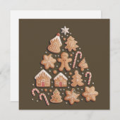 ジンジャーブレッドの可愛いクリスマスツリー　冬のバーカー シーズンカード (正面/裏面)