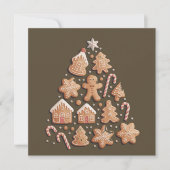 ジンジャーブレッドの可愛いクリスマスツリー　冬のバーカー シーズンカード (正面)