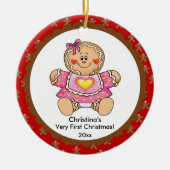 ジンジャーブレッドの女の子のベビーの初めてのクリスマスのオーナメント セラミックオーナメント (正面)