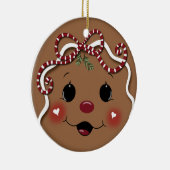 ジンジャーブレッドの女の子クリスマスの飾り セラミックオーナメント (右)