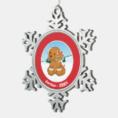 ジンジャーブレッドの子犬 スノーフレークピューターオーナメント (右)