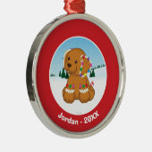 ジンジャーブレッドの子犬 メタルオーナメント (右)